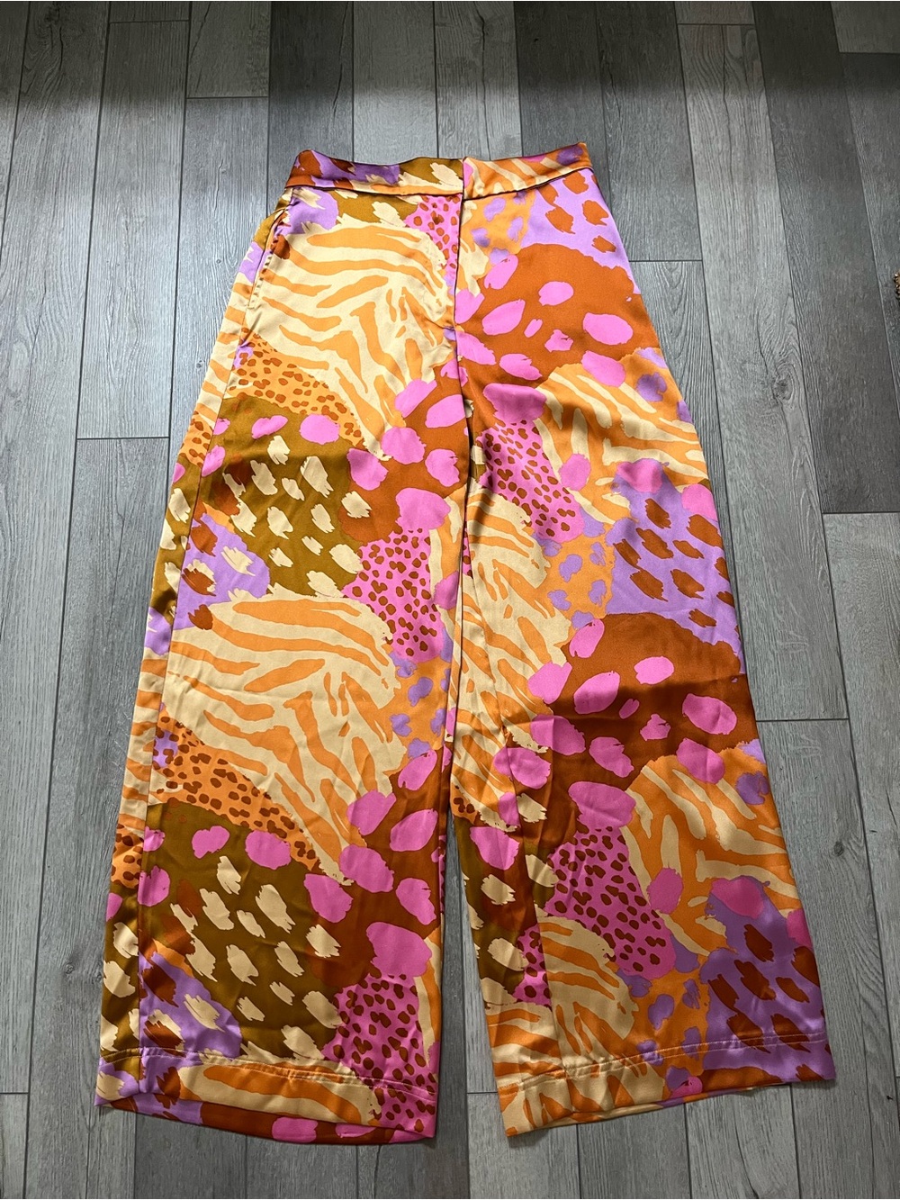Christian Lacroix Wide Leg Pants in Orange, Pink, Gold, Purple Size Medium